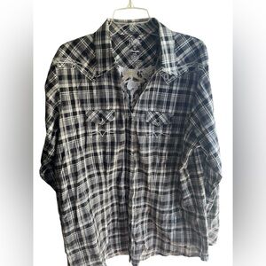 Rock‎ 47 by Wrangler XXL Rhinestone Metallic Embroidered Skull Western Button Up